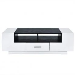 47 in. Modern Storage Accent Coffee Table with Drawer, White and Black by Magic Home -Cheap Tidoin Store white and black magic home coffee tables cs wf036986daa 4f 1000