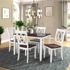 5-Piece White and Cherry Wood Dining Table Set by Magic Home 17 5-Piece White and Cherry Wood Dining Table Set by Magic Home -Cheap Tidoin Store white and cherry magic home dining room sets cs sh000088aak 31 1000