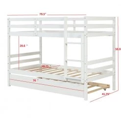 White Solid Wood Twin Over Twin Bunk Bed Daybed with Trundle by Magic Home 11 White Solid Wood Twin Over Twin Bunk Bed Daybed with Trundle by Magic Home -Cheap Tidoin Store white magic home bunk beds cs w69729965 c3 1000