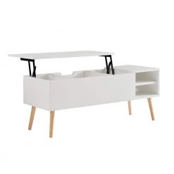 43.31 in. Storage Computer Accent Coffee Table with Liftable Top,White by Magic Home