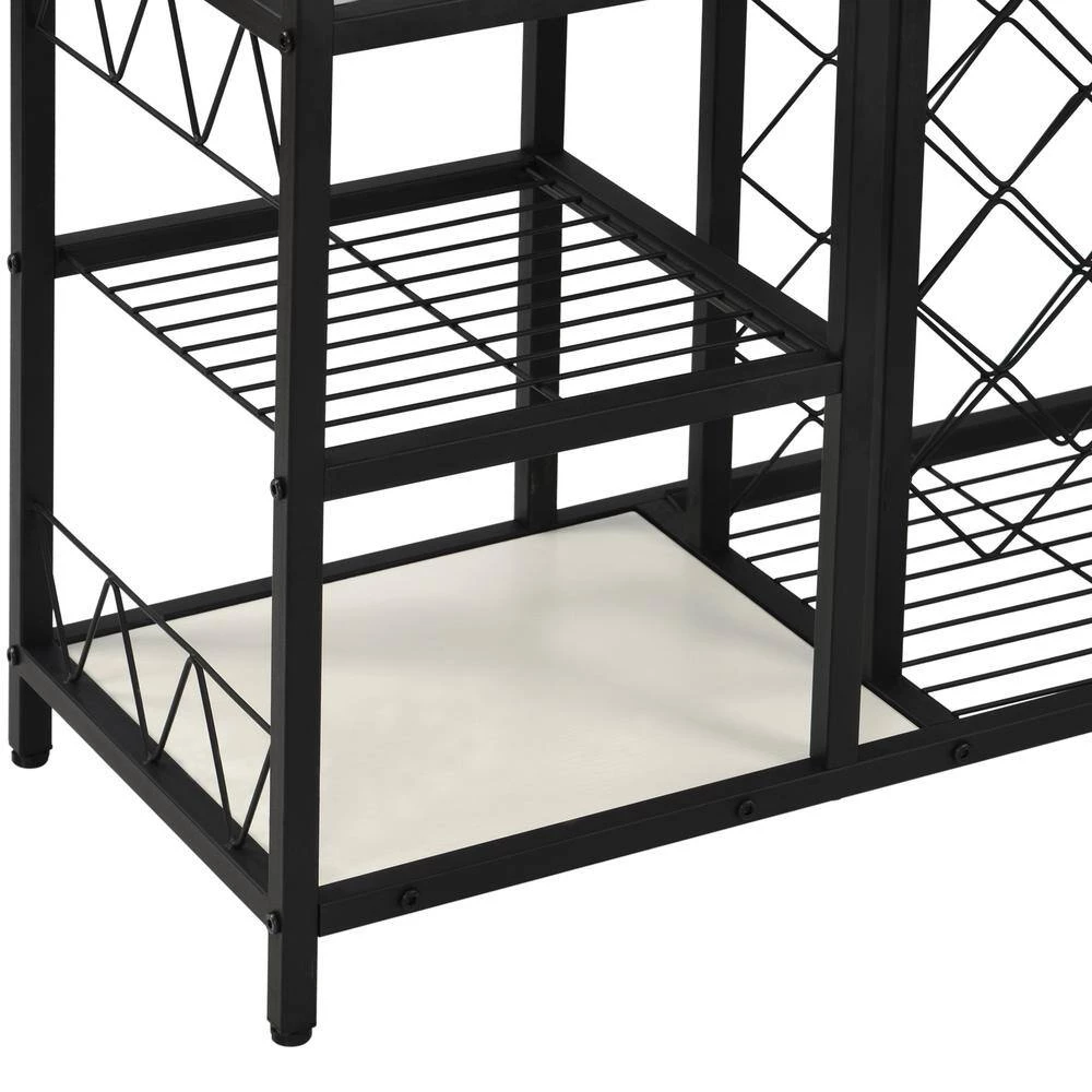 39.3 in. L White Freestanding Kitchen Metal Wine Bar Cabinet Console Table Buffet Table with Glass Holder by Magic Home 10 39.3 in. L White Freestanding Kitchen Metal Wine Bar Cabinet Console Table Buffet Table with Glass Holder by Magic Home - Image 8