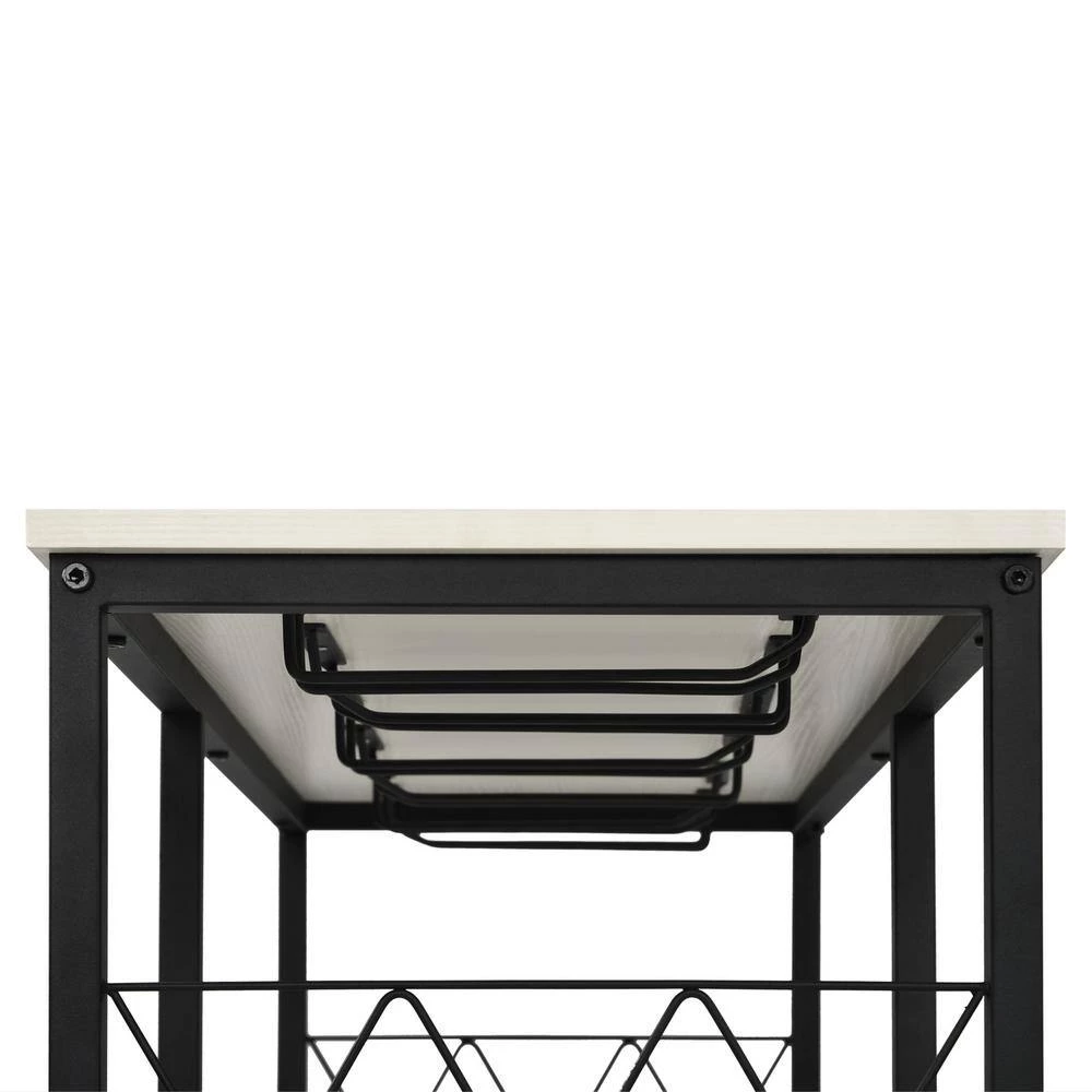 39.3 in. L White Freestanding Kitchen Metal Wine Bar Cabinet Console Table Buffet Table with Glass Holder by Magic Home 11 39.3 in. L White Freestanding Kitchen Metal Wine Bar Cabinet Console Table Buffet Table with Glass Holder by Magic Home - Image 9