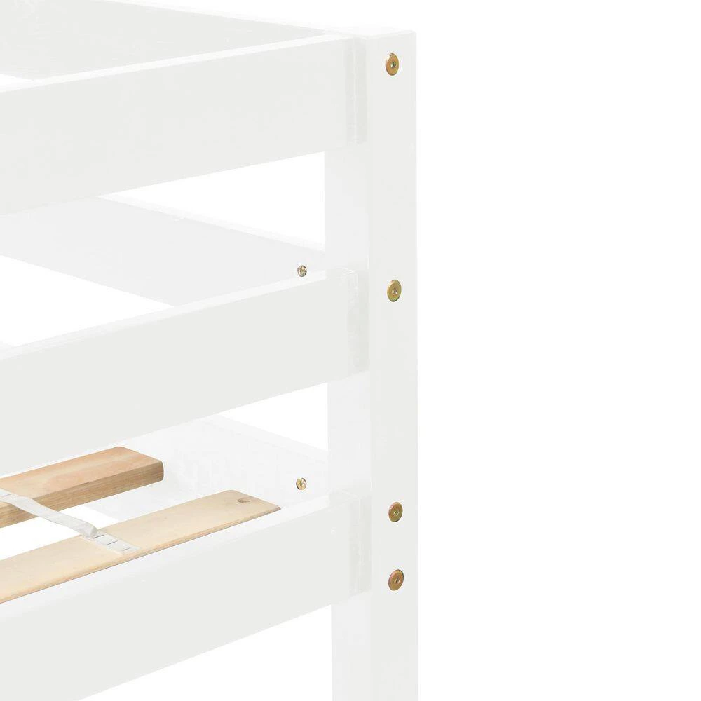 White Loft Bed Twin Size with Guard Rail Ladder and No Box Spring Needed by Magic Home 7 White Loft Bed Twin Size with Guard Rail Ladder and No Box Spring Needed by Magic Home - Image 5