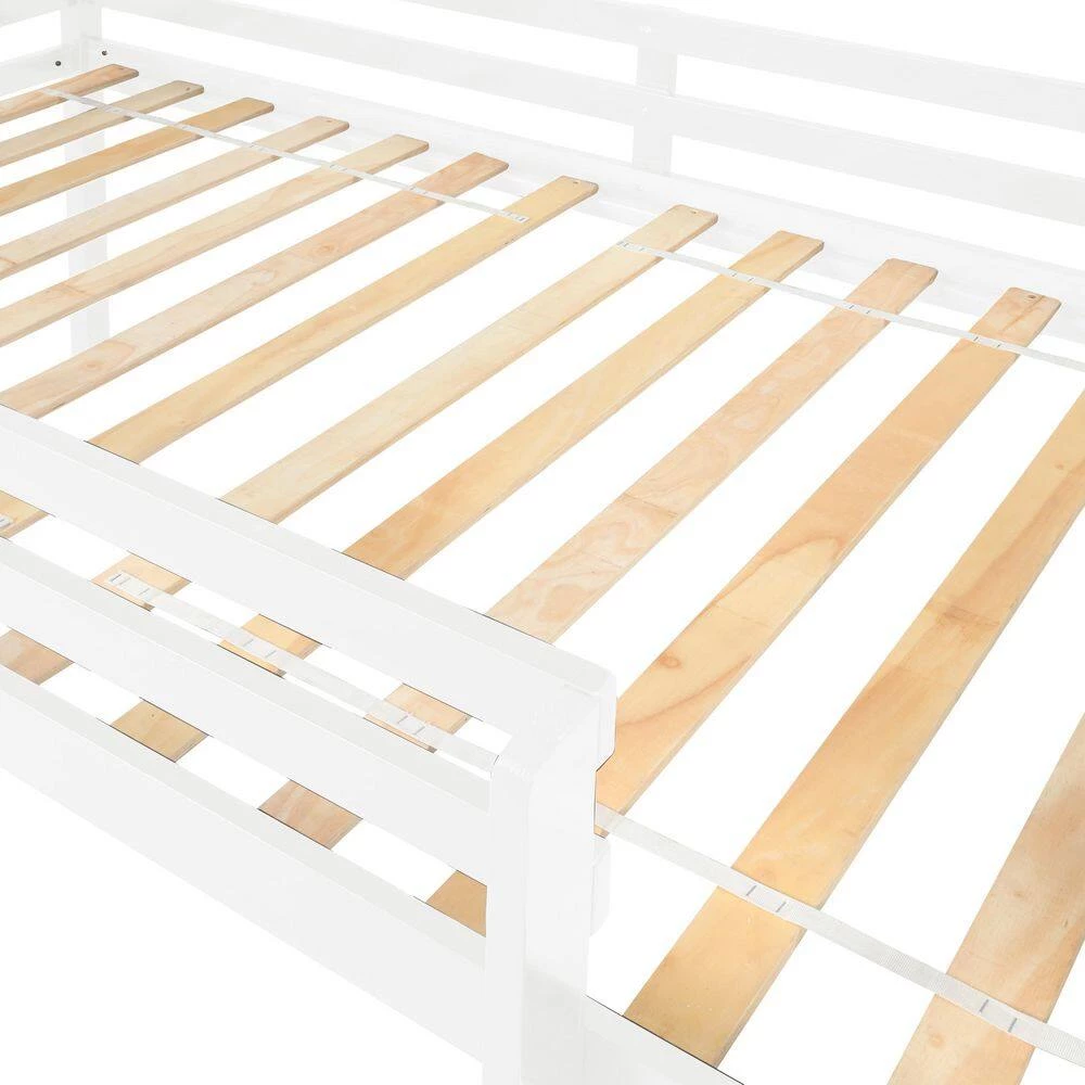 White Loft Bed Twin Size with Guard Rail Ladder and No Box Spring Needed by Magic Home 6 White Loft Bed Twin Size with Guard Rail Ladder and No Box Spring Needed by Magic Home - Image 4