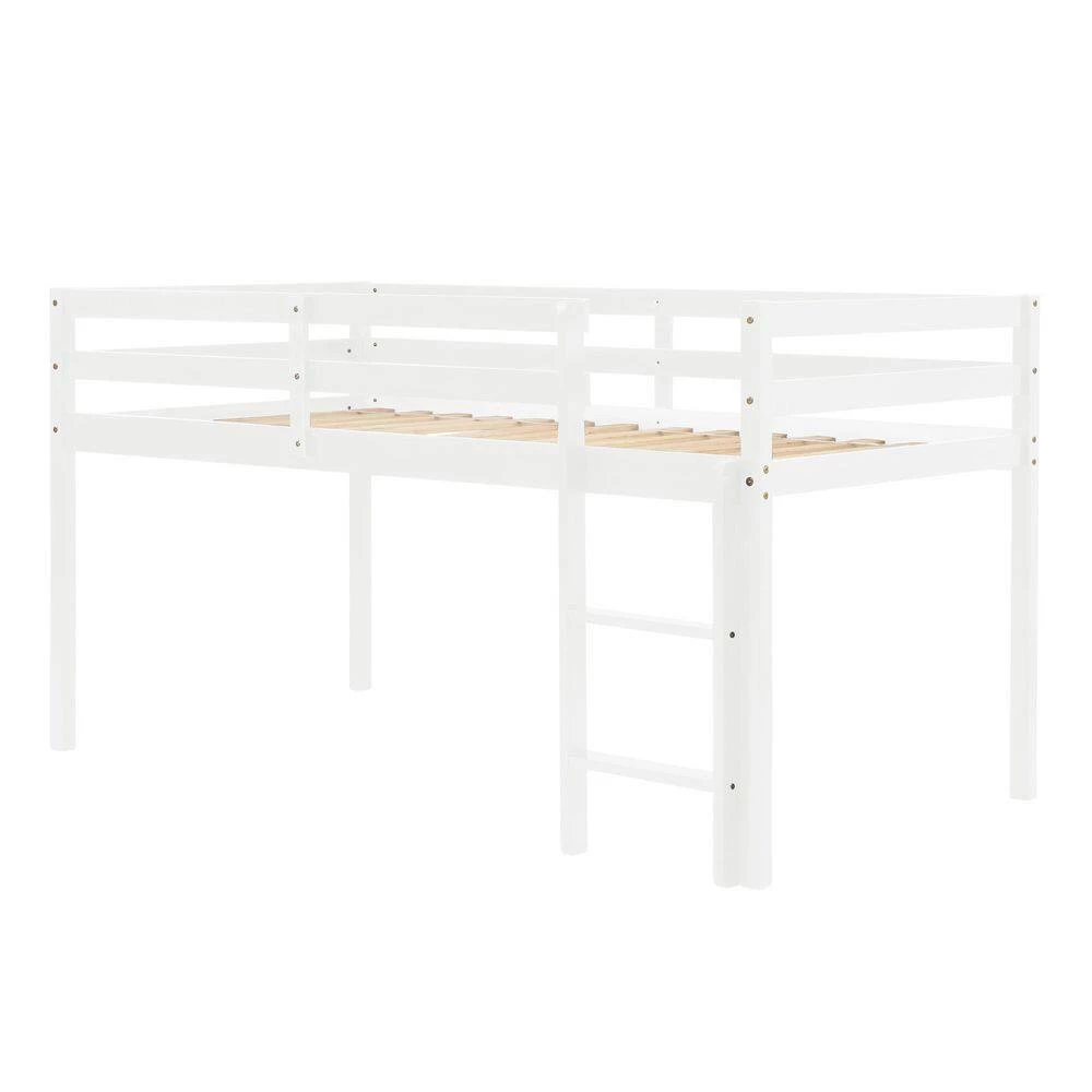 White Loft Bed Twin Size with Guard Rail Ladder and No Box Spring Needed by Magic Home 4 White Loft Bed Twin Size with Guard Rail Ladder and No Box Spring Needed by Magic Home - Image 2