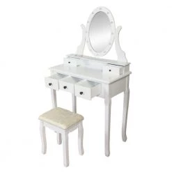 Classic Makeup Dressing Vanity Jewelry Armoire Set with Removeable 360° Rotating LED Mirror and Stool, White by Magic Home -Cheap Tidoin Store white magic home makeup vanities cs w1041p0969 4f 1000