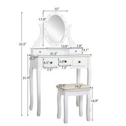 Classic Makeup Dressing Vanity Jewelry Armoire Set with Removeable 360° Rotating LED Mirror and Stool, White by Magic Home -Cheap Tidoin Store white magic home makeup vanities cs w1041p0969 c3 1000