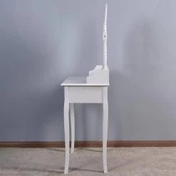 Classic Makeup Dressing Vanity Jewelry Armoire Set with RotaTable Mirror and Stool in White 31 x16 x 53 in by Magic Home -Cheap Tidoin Store white magic home makeup vanities cs w40936033 44 1000