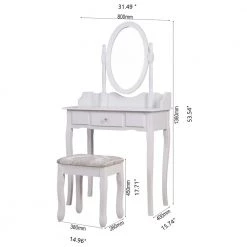 Classic Makeup Dressing Vanity Jewelry Armoire Set with RotaTable Mirror and Stool in White 31 x16 x 53 in by Magic Home -Cheap Tidoin Store white magic home makeup vanities cs w40936033 c3 1000