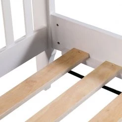 White Twin Size Platform Bed Frame with Wood Slat Support by Magic Home -Cheap Tidoin Store white magic home platform beds cs wf187441kaa 1f 1000