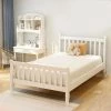 White Twin Size Platform Bed Frame with Wood Slat Support by Magic Home -Cheap Tidoin Store white magic home platform beds cs wf187441kaa 64 1000