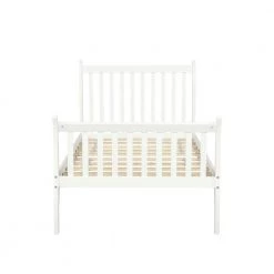 White Twin Size Platform Bed Frame with Wood Slat Support by Magic Home -Cheap Tidoin Store white magic home platform beds cs wf187441kaa fa 1000