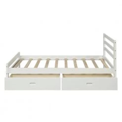 White Full Size Wood Platform Bed with 2 Drawers by Magic Home -Cheap Tidoin Store white magic home platform beds cs wf192969aak 4f 1000