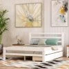 White Full Size Wood Platform Bed with 2 Drawers by Magic Home -Cheap Tidoin Store white magic home platform beds cs wf192969aak 64 1000