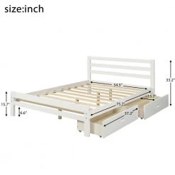 White Full Size Wood Platform Bed with 2 Drawers by Magic Home -Cheap Tidoin Store white magic home platform beds cs wf192969aak c3 1000