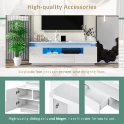 67 in. White Functional Entertainment Center TV Stand Cabinet with Color Changing LED Lights Fit For TV Up to 75 in. by Magic Home -Cheap Tidoin Store white magic home tv stands cs w33115873 44 1000