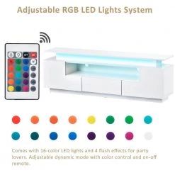 67 in. White Functional Entertainment Center TV Stand Cabinet with Color Changing LED Lights Fit For TV Up to 75 in. by Magic Home -Cheap Tidoin Store white magic home tv stands cs w33115873 4f 1000