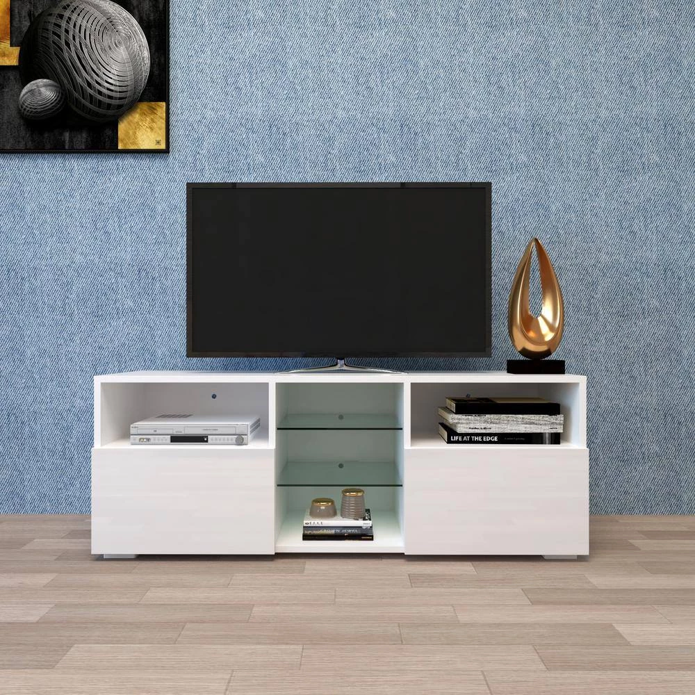 13.8 in. High-Gloss LED White TV Stand TV Console with 20 Colors LED Lights Fits TV's up to 55 in. by Magic Home 5 13.8 in. High-Gloss LED White TV Stand TV Console with 20 Colors LED Lights Fits TV's up to 55 in. by Magic Home - Image 3