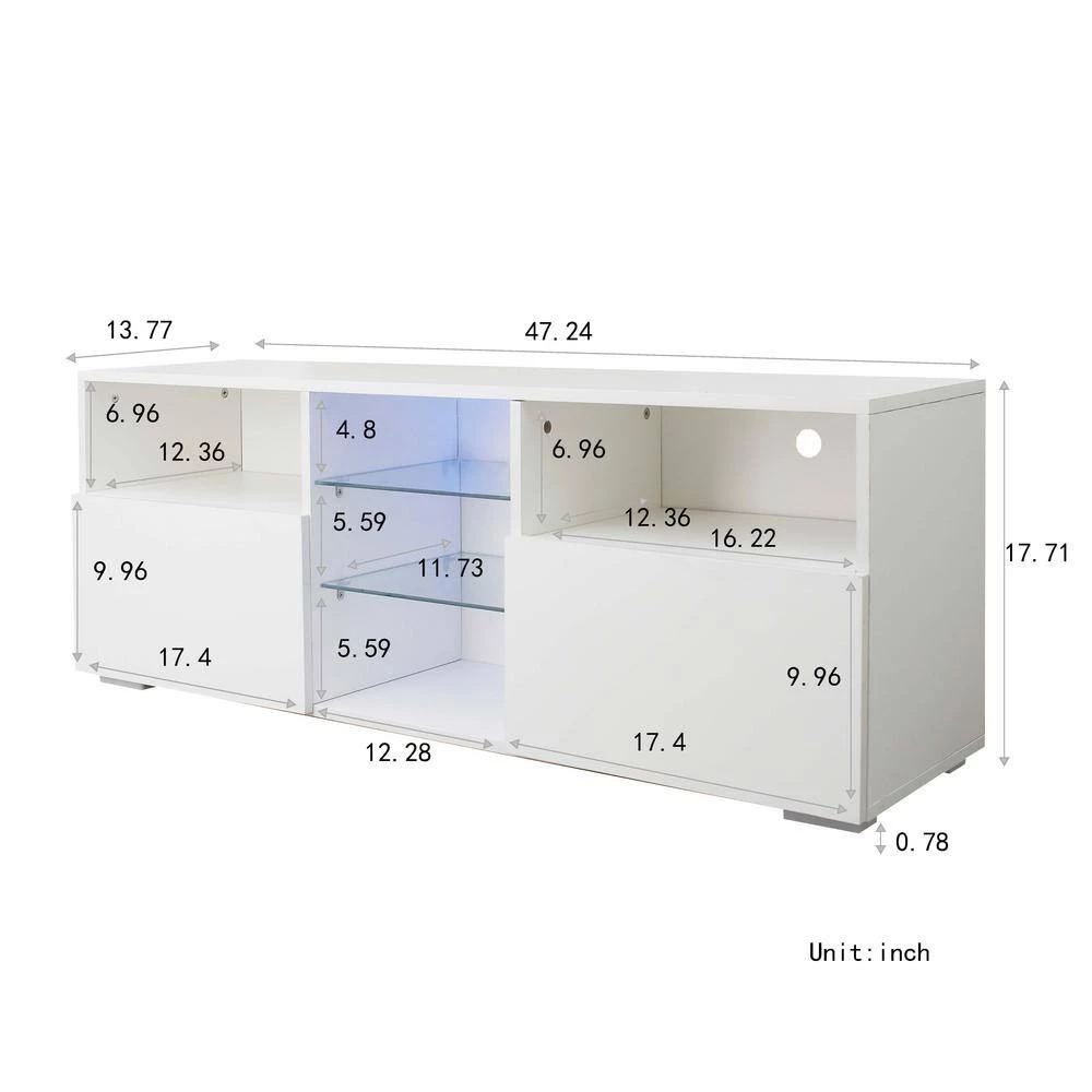 13.8 in. High-Gloss LED White TV Stand TV Console with 20 Colors LED Lights Fits TV's up to 55 in. by Magic Home 7 13.8 in. High-Gloss LED White TV Stand TV Console with 20 Colors LED Lights Fits TV's up to 55 in. by Magic Home - Image 5