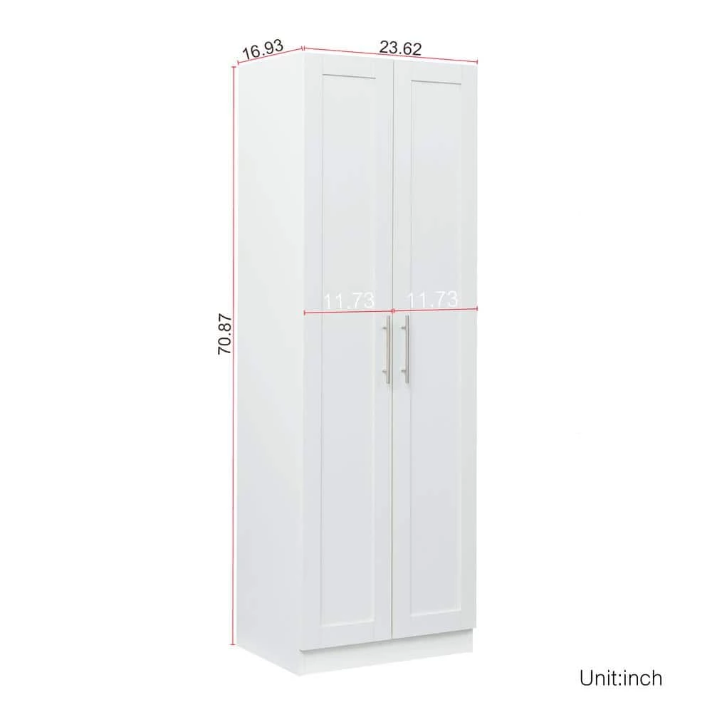 Modern 70.87 in. H White Freestanding Kitchen Cabinet Accent Storage Cabinet with 2 Doors and 4 Shelves by Tidoin 7 Modern 70.87 in. H White Freestanding Kitchen Cabinet Accent Storage Cabinet with 2 Doors and 4 Shelves by Tidoin - Image 5