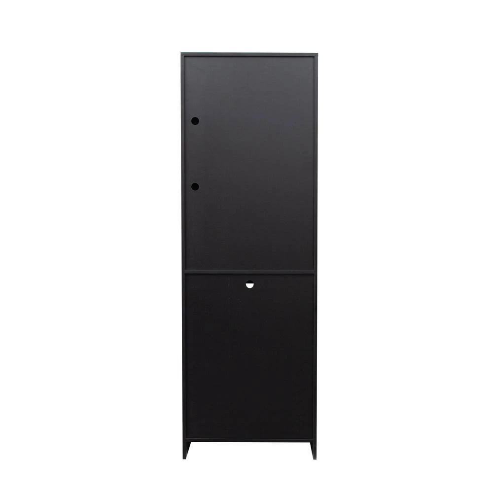 Modern 71.65 in. H Black Freestanding Kitchen Cabinet Accent Storage Cabinet with 2 Doors, 4 Shelves and LED Lights by Tidoin 8 Modern 71.65 in. H Black Freestanding Kitchen Cabinet Accent Storage Cabinet with 2 Doors, 4 Shelves and LED Lights by Tidoin - Image 6