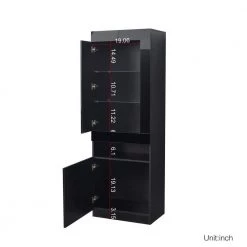 Modern 71.65 in. H Black Freestanding Kitchen Cabinet Accent Storage Cabinet with 2 Doors, 4 Shelves and LED Lights by Tidoin 16 Modern 71.65 in. H Black Freestanding Kitchen Cabinet Accent Storage Cabinet with 2 Doors, 4 Shelves and LED Lights by Tidoin -Cheap Tidoin Store white tidoin accent cabinets js ydw3 0090 4f 1000