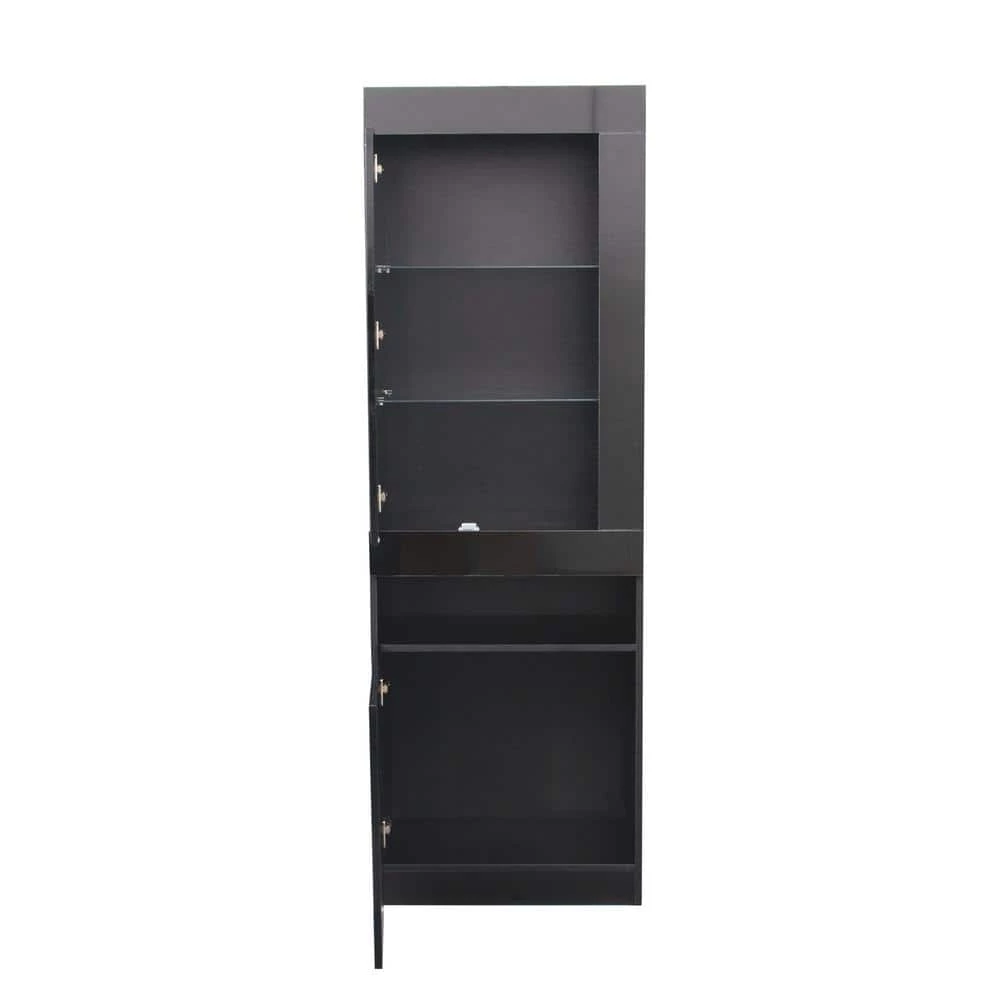 Modern 71.65 in. H Black Freestanding Kitchen Cabinet Accent Storage Cabinet with 2 Doors, 4 Shelves and LED Lights by Tidoin 5 Modern 71.65 in. H Black Freestanding Kitchen Cabinet Accent Storage Cabinet with 2 Doors, 4 Shelves and LED Lights by Tidoin - Image 3