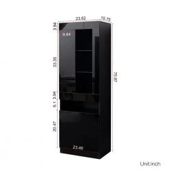 Modern 71.65 in. H Black Freestanding Kitchen Cabinet Accent Storage Cabinet with 2 Doors, 4 Shelves and LED Lights by Tidoin 15 Modern 71.65 in. H Black Freestanding Kitchen Cabinet Accent Storage Cabinet with 2 Doors, 4 Shelves and LED Lights by Tidoin -Cheap Tidoin Store white tidoin accent cabinets js ydw3 0090 c3 1000