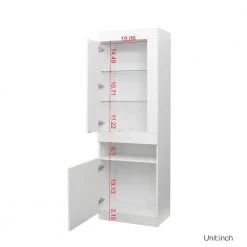 Modern 71.65 in. H White Freestanding Kitchen Cabinet Accent Storage Cabinet with 2 Doors, 4 Shelves and LED Lights by Tidoin -Cheap Tidoin Store white tidoin accent cabinets js ydw3 0091 4f 1000