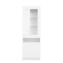 Modern 71.65 in. H White Freestanding Kitchen Cabinet Accent Storage Cabinet with 2 Doors, 4 Shelves and LED Lights by Tidoin