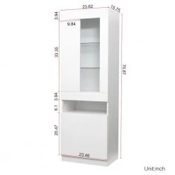 Modern 71.65 in. H White Freestanding Kitchen Cabinet Accent Storage Cabinet with 2 Doors, 4 Shelves and LED Lights by Tidoin -Cheap Tidoin Store white tidoin accent cabinets js ydw3 0091 c3 1000