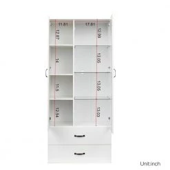 Modern 71.65 in. H White Freestanding Kitchen Cabinet Accent Storage Cabinet with 2 Doors, 2 Drawers and 6 Shelves by Tidoin -Cheap Tidoin Store white tidoin accent cabinets js ydw3 0114 4f 1000