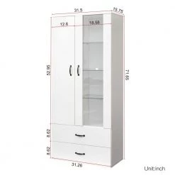 Modern 71.65 in. H White Freestanding Kitchen Cabinet Accent Storage Cabinet with 2 Doors, 2 Drawers and 6 Shelves by Tidoin -Cheap Tidoin Store white tidoin accent cabinets js ydw3 0114 c3 1000
