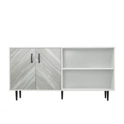 15.75 in. D x 57.87 in. W x 29.92 in. H White Storage Cabinet with 2-Doors and 3-Open Shelves by Tidoin
