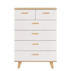 Modern 15.7 in. D x 31.5 in. W x 45.5 in. H White Wood Storage Cabinet with 6-Drawers by Tidoin