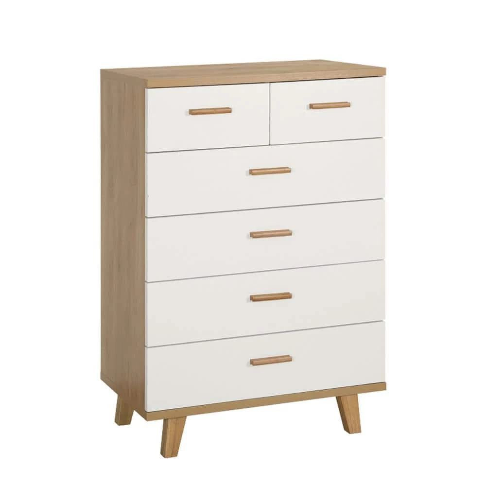 Modern 15.7 in. D x 31.5 in. W x 45.5 in. H White Wood Storage Cabinet with 6-Drawers by Tidoin 4 Modern 15.7 in. D x 31.5 in. W x 45.5 in. H White Wood Storage Cabinet with 6-Drawers by Tidoin - Image 2