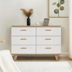 Modern 15.7 in. D x 47.2 in. W x 30.3 in. H White Wood Storage Cabinet with 6-Drawers by Tidoin -Cheap Tidoin Store white tidoin accent cabinets jxy ydw6s 006 31 1000