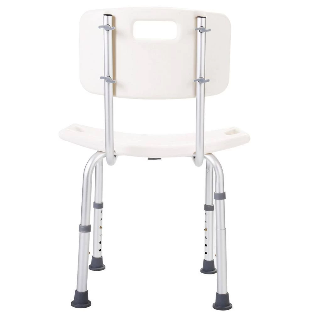 White Metal Adjustable Height Armless Bath Side Chair with Back by Tidoin 7 White Metal Adjustable Height Armless Bath Side Chair with Back by Tidoin - Image 5