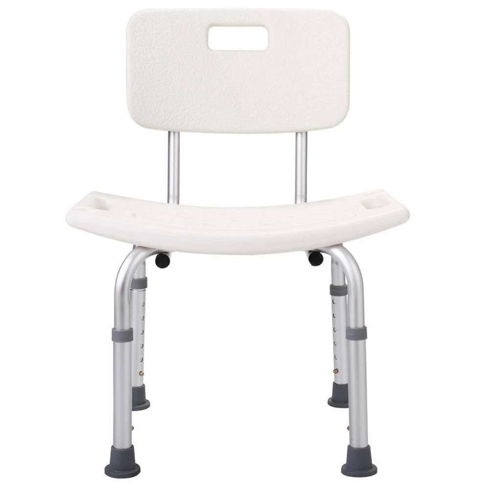 White Metal Adjustable Height Armless Bath Side Chair with Back by Tidoin 10 White Metal Adjustable Height Armless Bath Side Chair with Back by Tidoin - Image 8