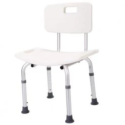 White Metal Adjustable Height Armless Bath Side Chair with Back by Tidoin