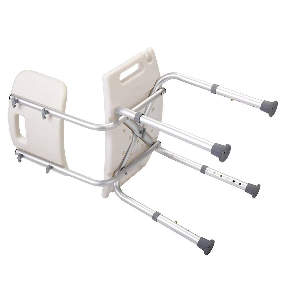 White Metal Adjustable Height Armless Bath Side Chair with Back by Tidoin 4 White Metal Adjustable Height Armless Bath Side Chair with Back by Tidoin - Image 2