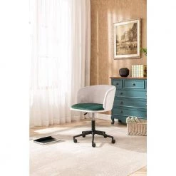 White Velvet Adjustable Height Accent Arm Chair with Wheels by Tidoin -Cheap Tidoin Store white tidoin accent chairs zoy ydw5 1351 31 1000