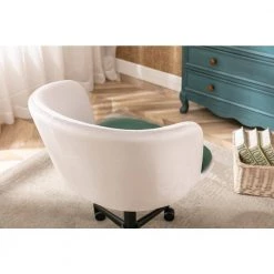 White Velvet Adjustable Height Accent Arm Chair with Wheels by Tidoin -Cheap Tidoin Store white tidoin accent chairs zoy ydw5 1351 44 1000