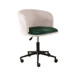 White Velvet Adjustable Height Accent Arm Chair with Wheels by Tidoin