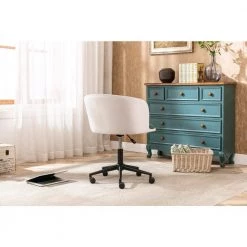 White Velvet Adjustable Height Accent Arm Chair with Wheels by Tidoin -Cheap Tidoin Store white tidoin accent chairs zoy ydw5 1351 76 1000