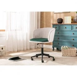 White Velvet Adjustable Height Accent Arm Chair with Wheels by Tidoin -Cheap Tidoin Store white tidoin accent chairs zoy ydw5 1351 fa 1000