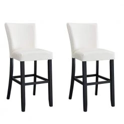 BX-Box 45.75 in. White High Back Upholstered Bar Stool with Leather Seat (Set of 2) by Tidoin