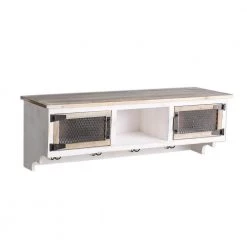 Modern 41.34 in. White Wood Entryway Coat Hook with 2 Doors by Tidoin