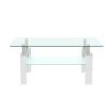 39 in. W x 23 in. D x 17 in. H White Middle Rectangle Double-Deck Glass Coffee Table Modern Side Center Table by Tidoin -Cheap Tidoin Store white tidoin coffee tables jws ydw2 6821 64 1000