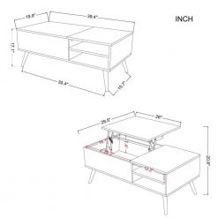 39.4 in. White Rectangular Lift Top Extendable Wood Coffee Table with Storage and 2-Shelves by Tidoin -Cheap Tidoin Store white tidoin coffee tables rlx ydw2 2943 c3 1000